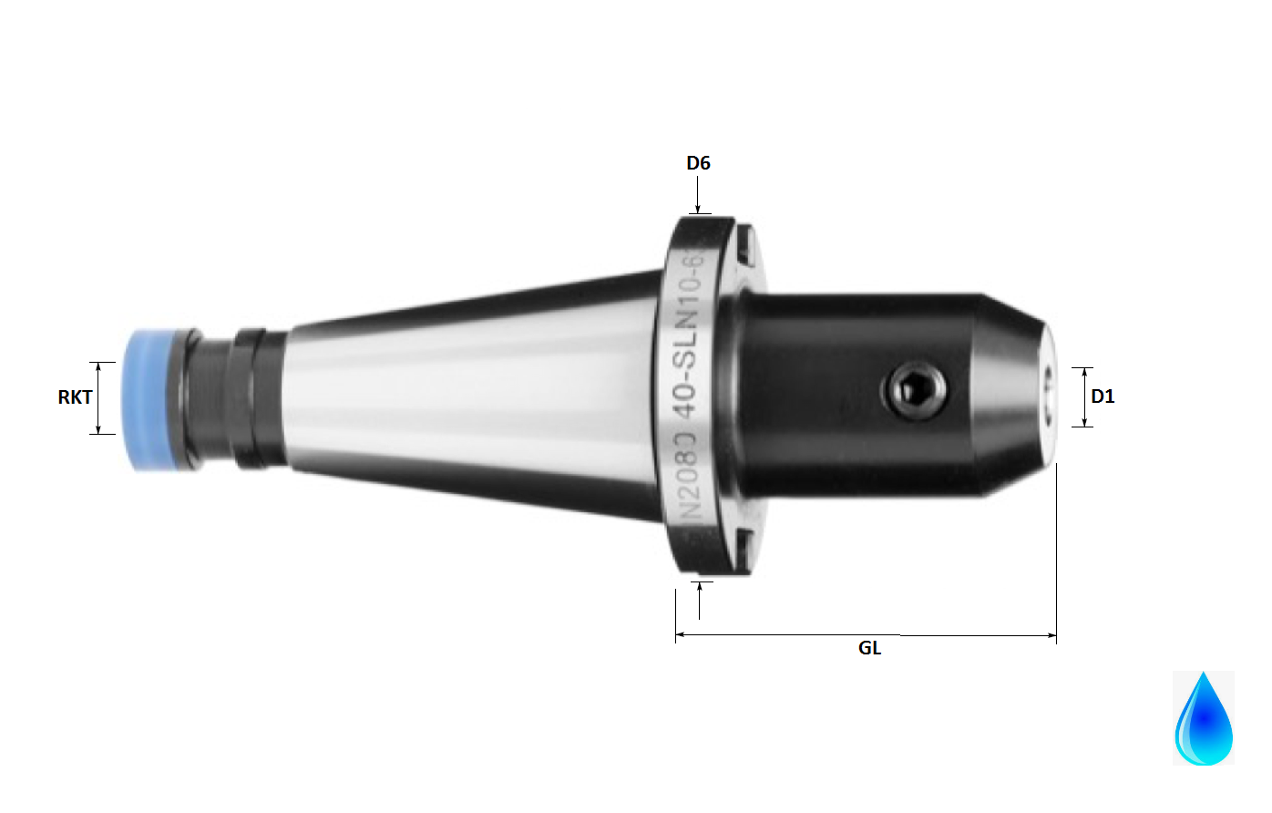 DIN2080 (ISO) 40 16.0mm End Mill/Weldon Holder, 63mm GL, Form AD (Standard Accuracy)